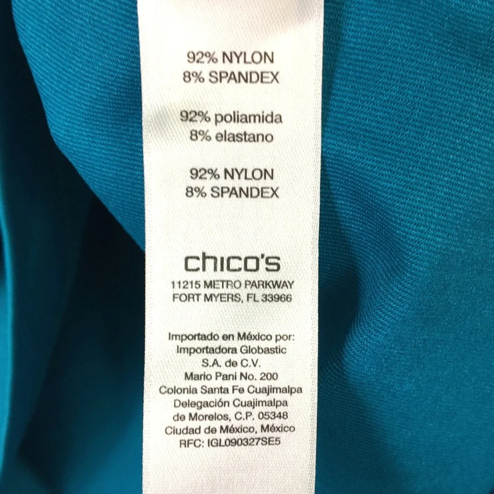 Chicos Microfeel Timeless Tank Basic Knit Peacock Blue Sleeveless Top Size 3 - Picture 5 of 6